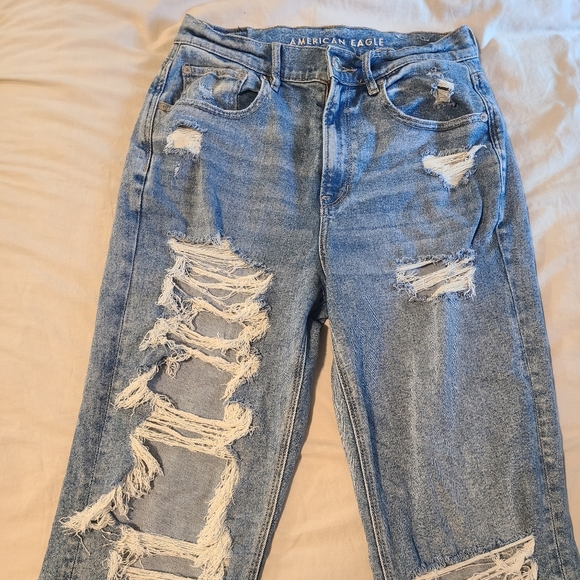 American Eagle Stretch Straight Leg Ripped Jeans 8 Regular - Picture 3 of 6